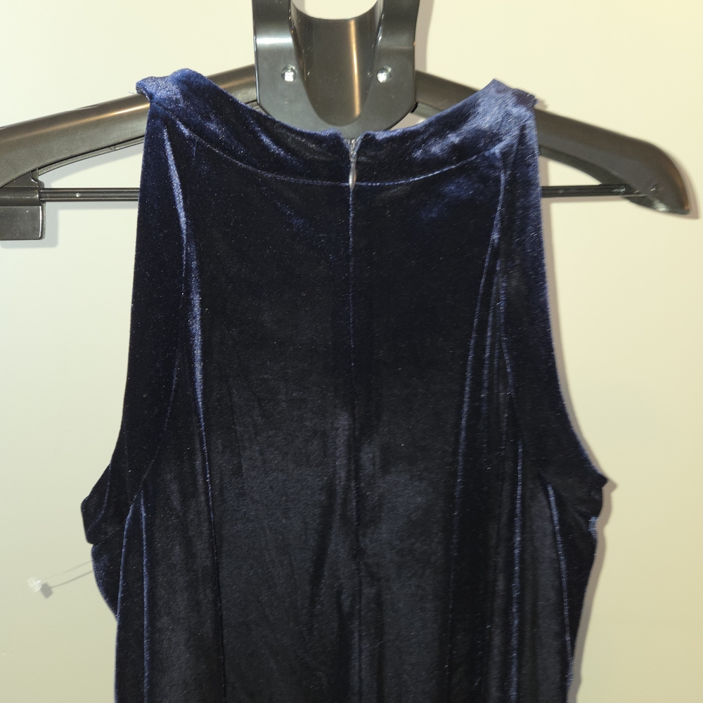 Navy Velvet Halter Swing Dress - Picture 10 of 12